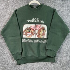 Vintage Suspect Tasmanian Devil Mug Shot Sweatshirt Medium Warner Bros USA Made
